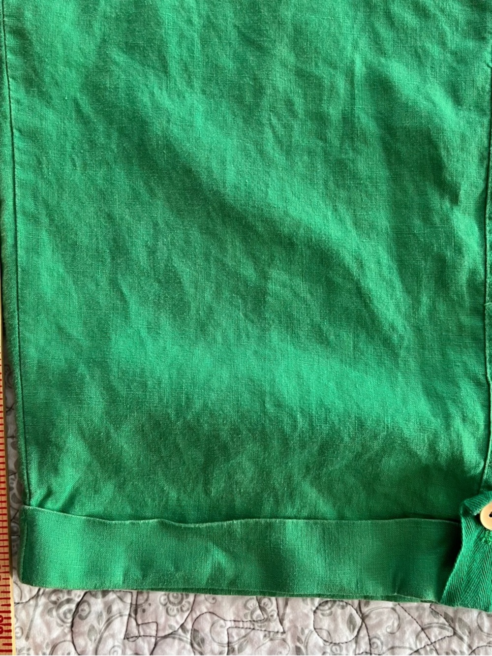 Jones New York 100% Linen Kelly Green Cropped Cuffed Pants Soft Cabincore Preppy - Picture 6 of 9
